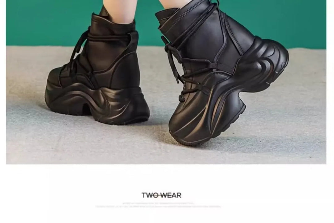 Cozy Genuine Leather Thick Platform Boots