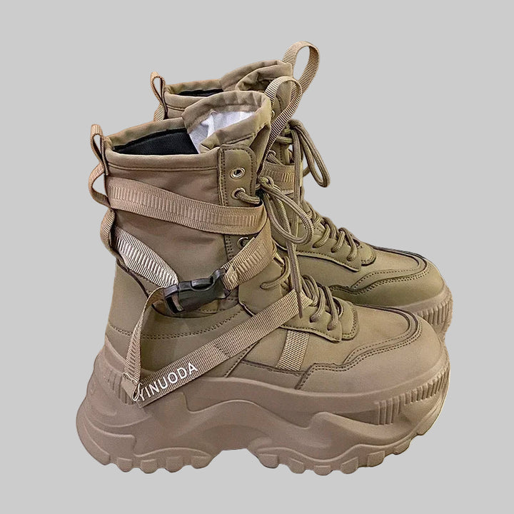 Chunky Platform Motorcycle Lace Up Boots