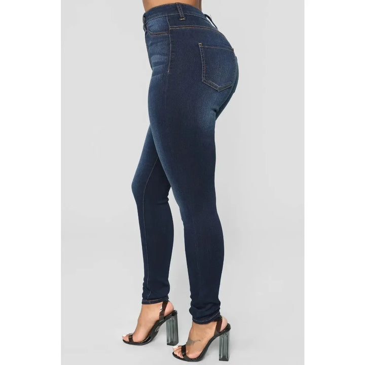 Ankle Length High-Waisted Denim Pencil Jeans