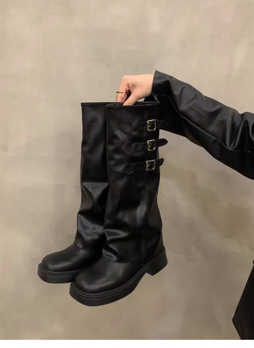 Retro Knee-High Slip-On Fashion Boots