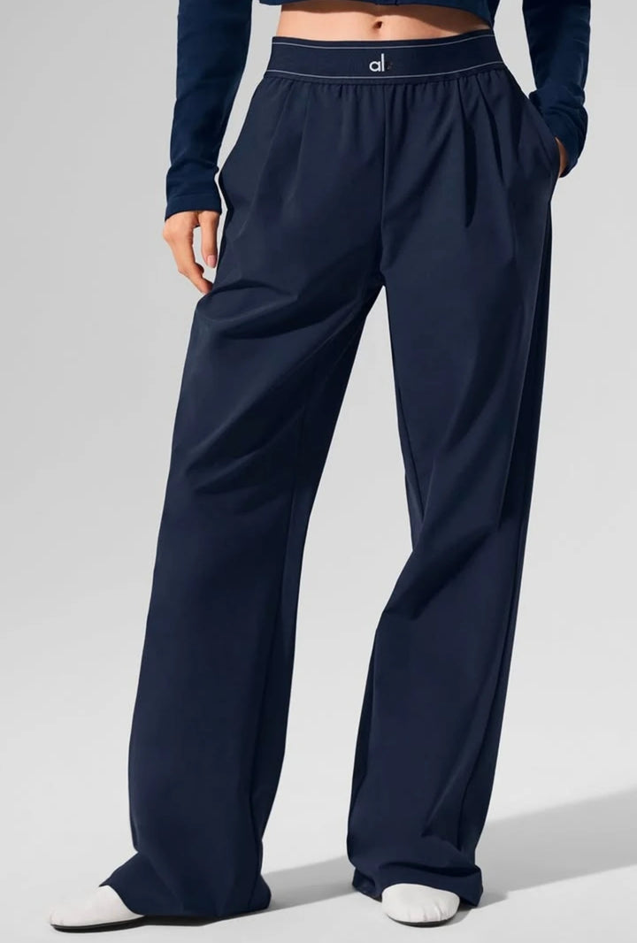 Wide Leg Baggy Sweatpants with Solid Elastic Waist