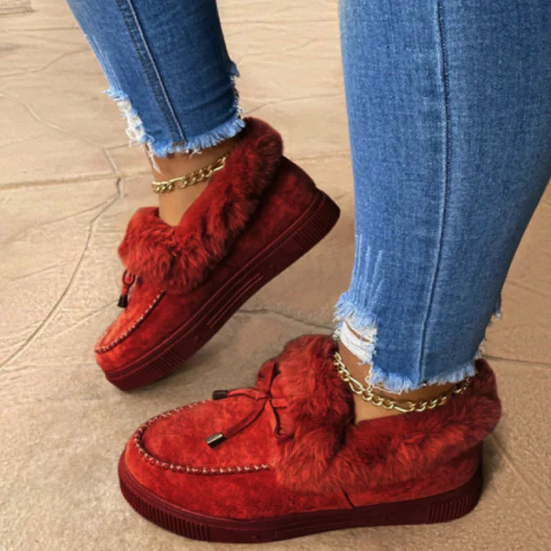 Warm Solid Color Furry Cotton Winter Footwear