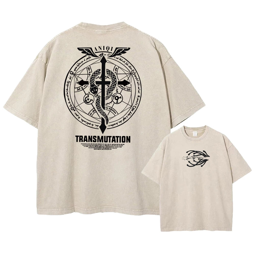 Anime Fullmetal Alchemist Acid Wash T-Shirt