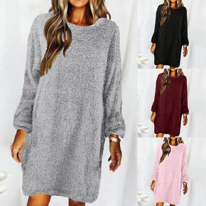 Round Neck Solid Color Loose Plush Sweater