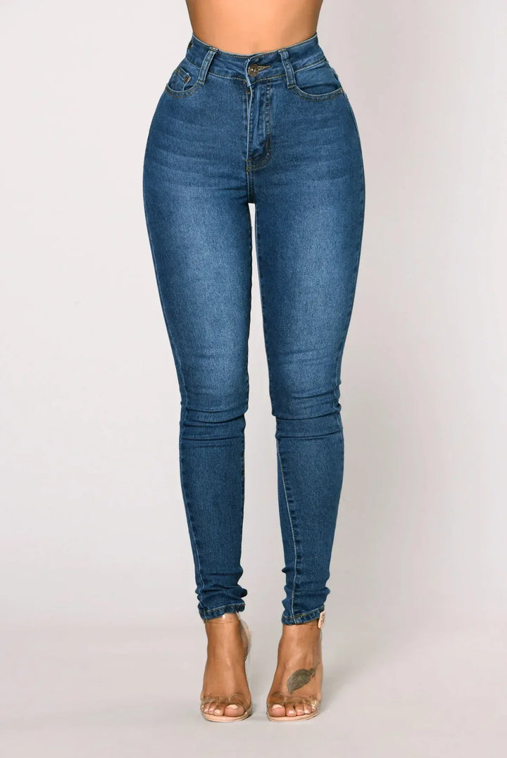 Ankle Length High-Waisted Denim Pencil Jeans