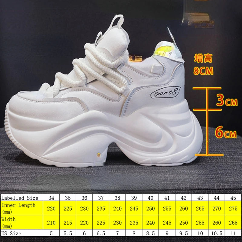 Genuine Leather Platform Wedge Sneakers