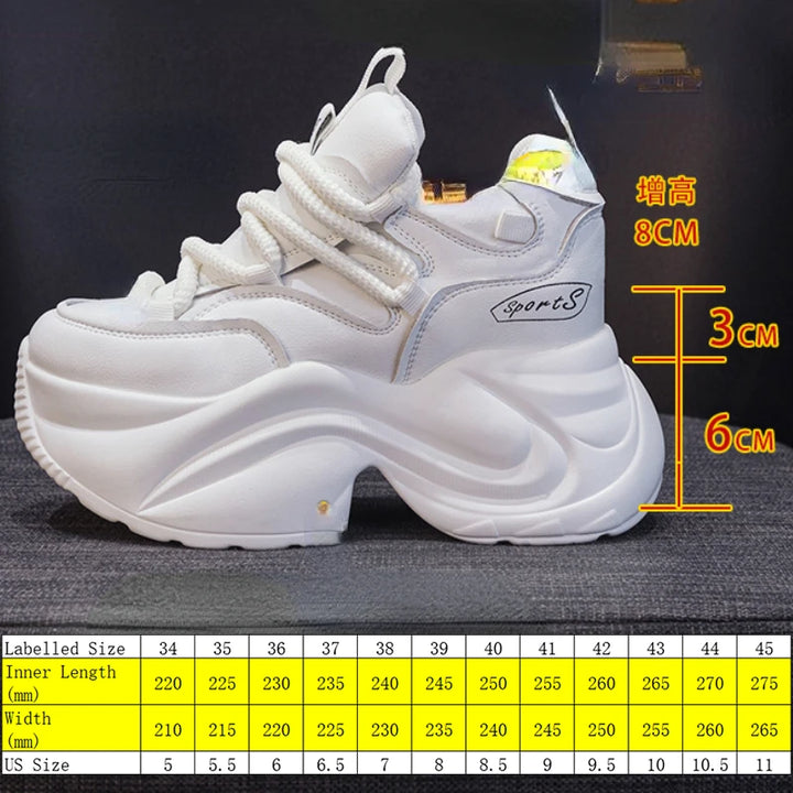 Genuine Leather Platform Wedge Sneakers