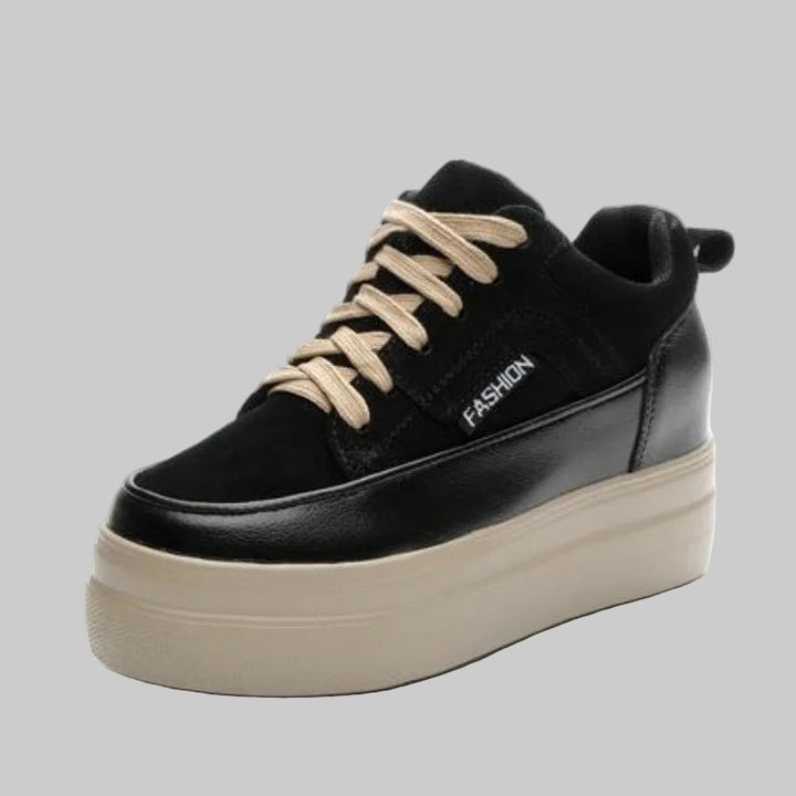 Genuine Leather Retro Warm Fleece-Lined Chunky Sneakers