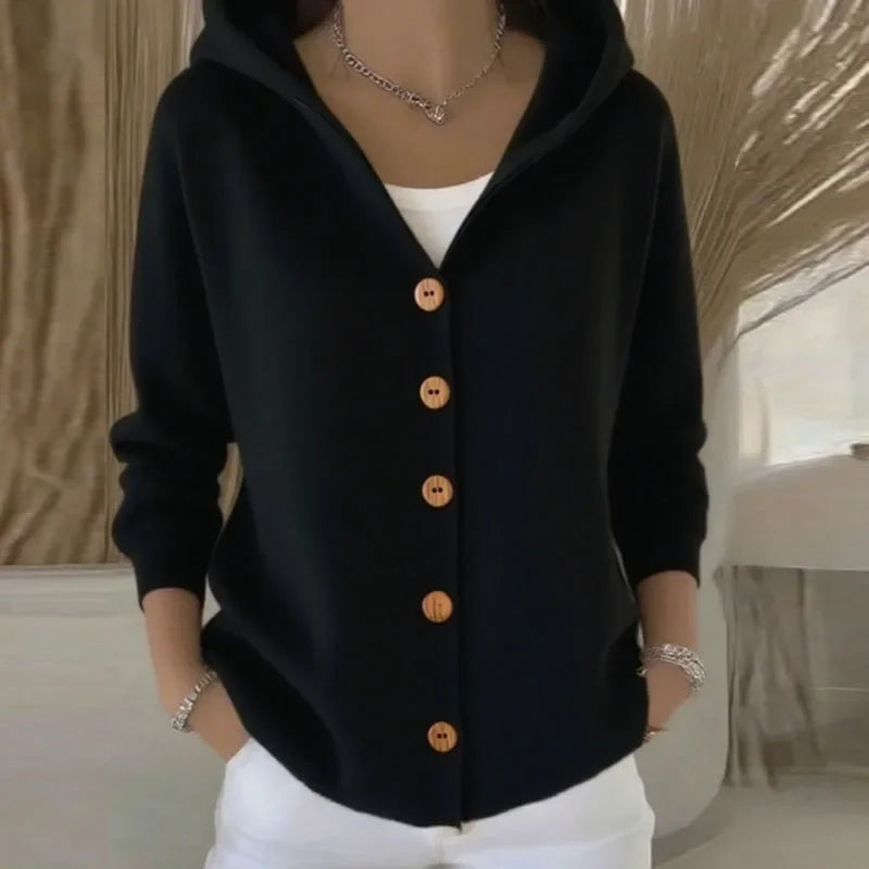 Single breasted Hooded Knit Cardigan