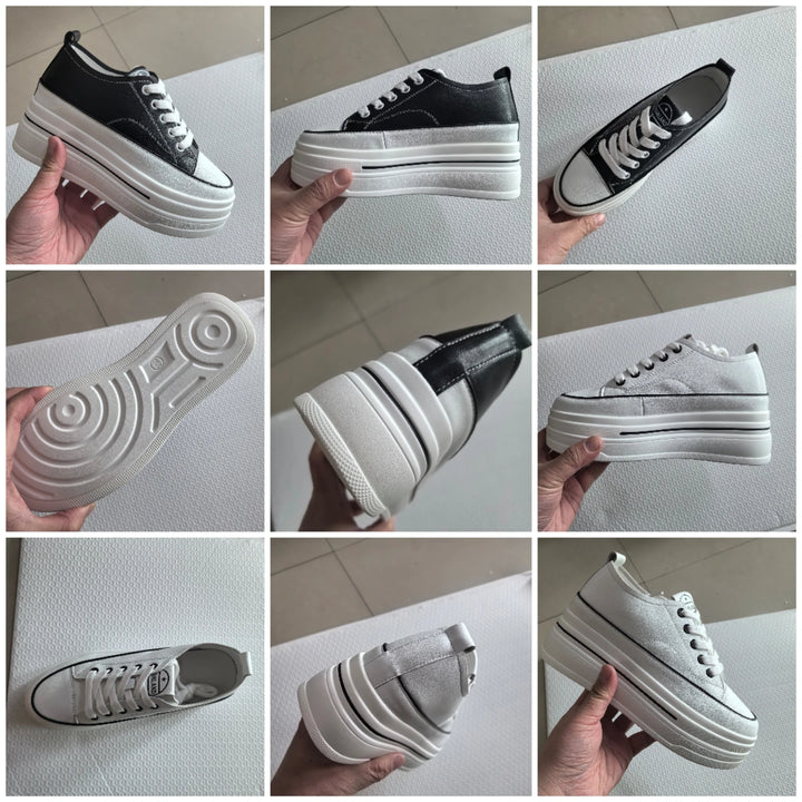 Genuine Leather Vulcanized Chunky Sneaker