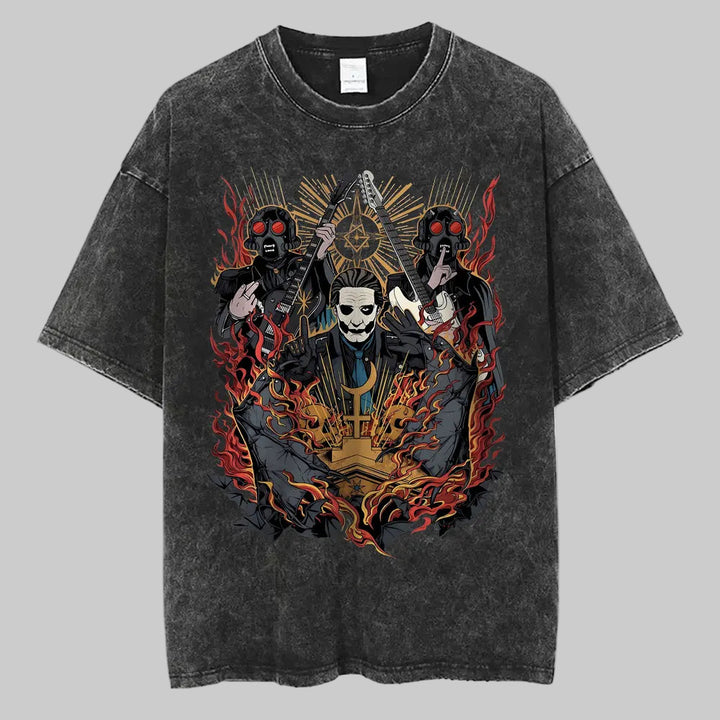 Washed Vintage Gothic Rock Metal Ghost Band Tees