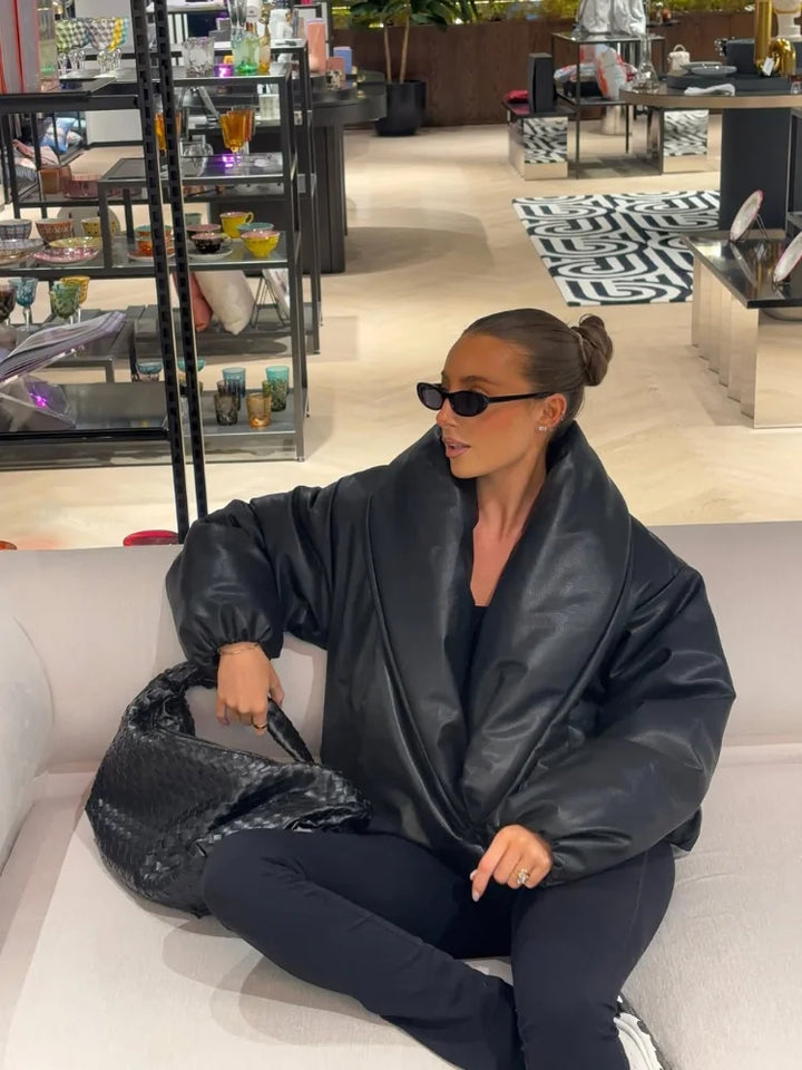 Stylish Thick Lapel Leather Jacket