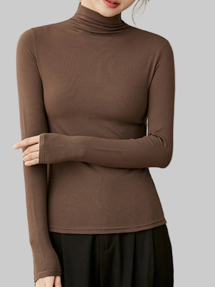 Slim Fit Half Turtleneck Modal Long Sleeve Top