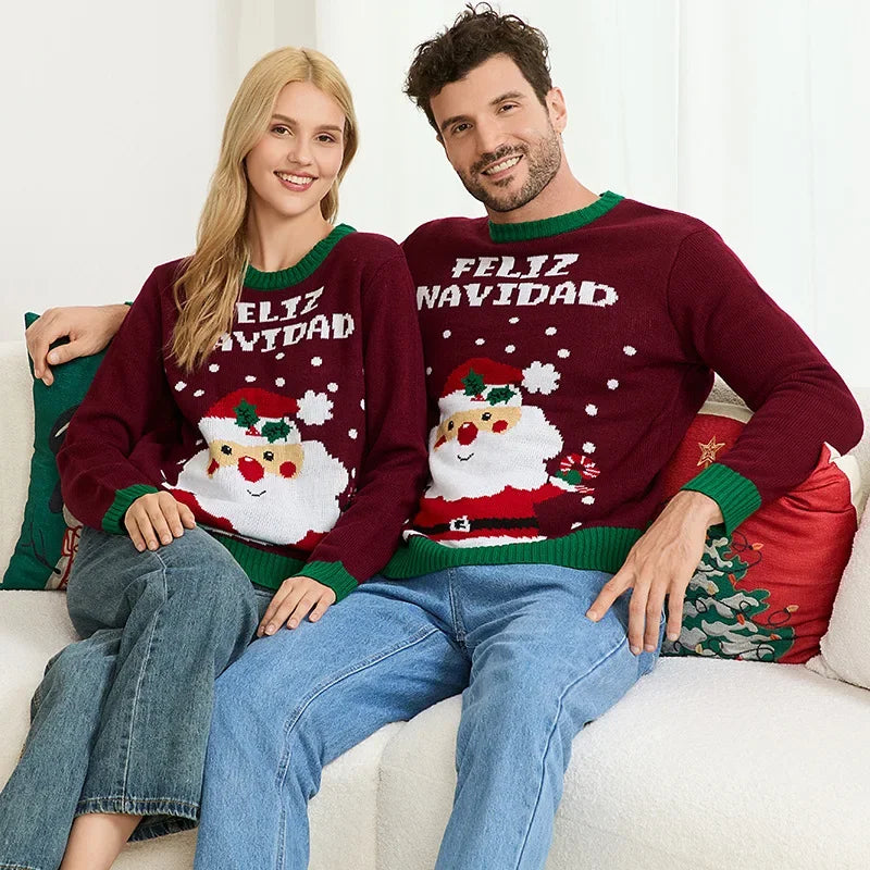 Knitted Santa Claus Design Family Christmas Sweaters