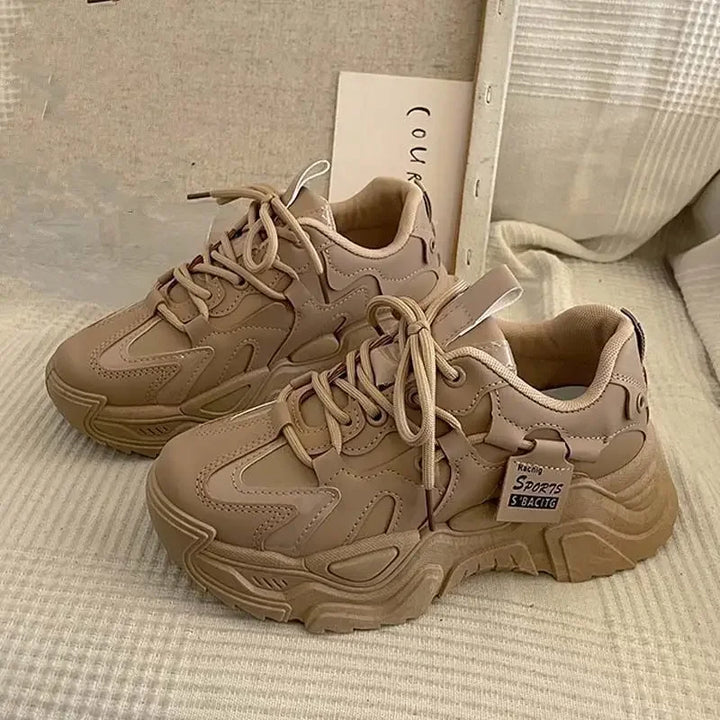 Trendy Chunky Leather Platform Sneakers