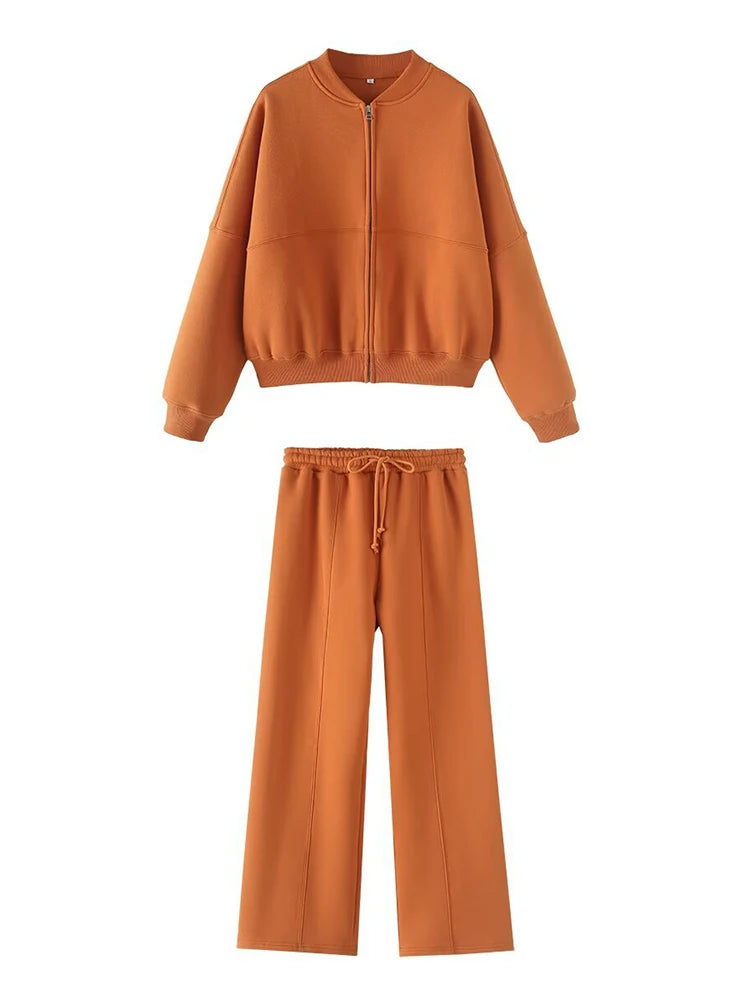 Thick Zipper Jacket and Sweatpants Set