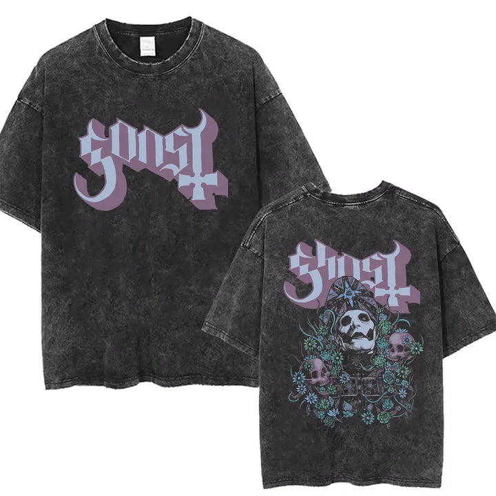 Washed Vintage Gothic Rock Metal Ghost Band Tees