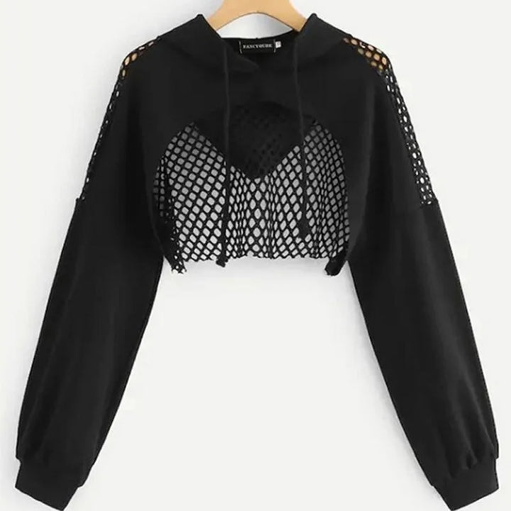Oversized Street Mesh Patchwork Hoodie