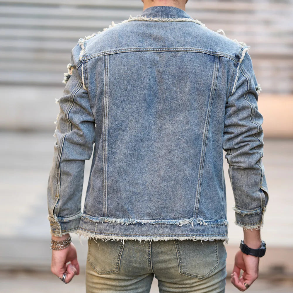 Ripped Slim Denim Streetwear  Jacket