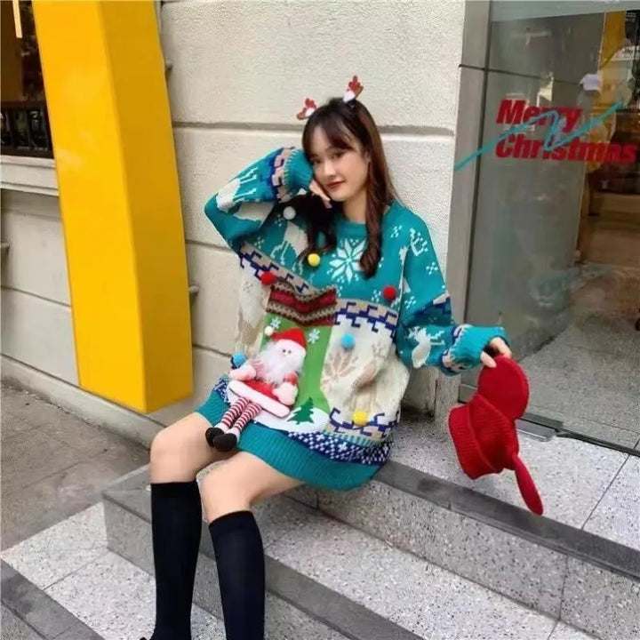 3D Cartoon Knitted Christmas Sweater