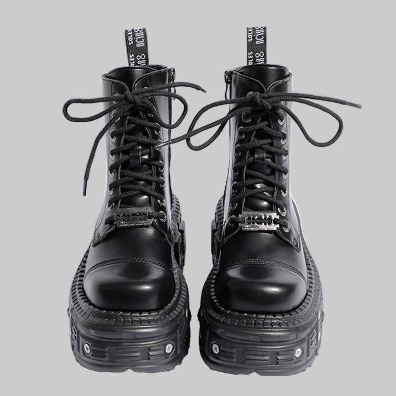Retro Leather Punk Platform Boots