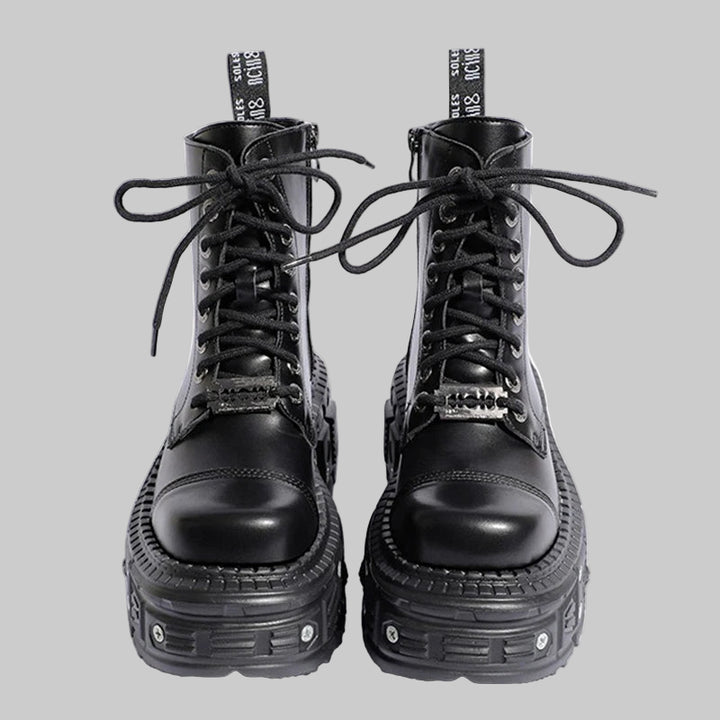 Retro Leather Punk Platform Boots