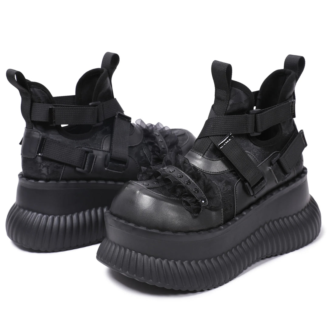 Dark Chunky Sole High-Top Boots