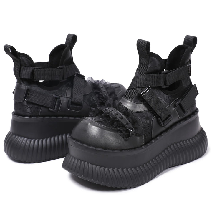 Dark Chunky Sole High-Top Boots