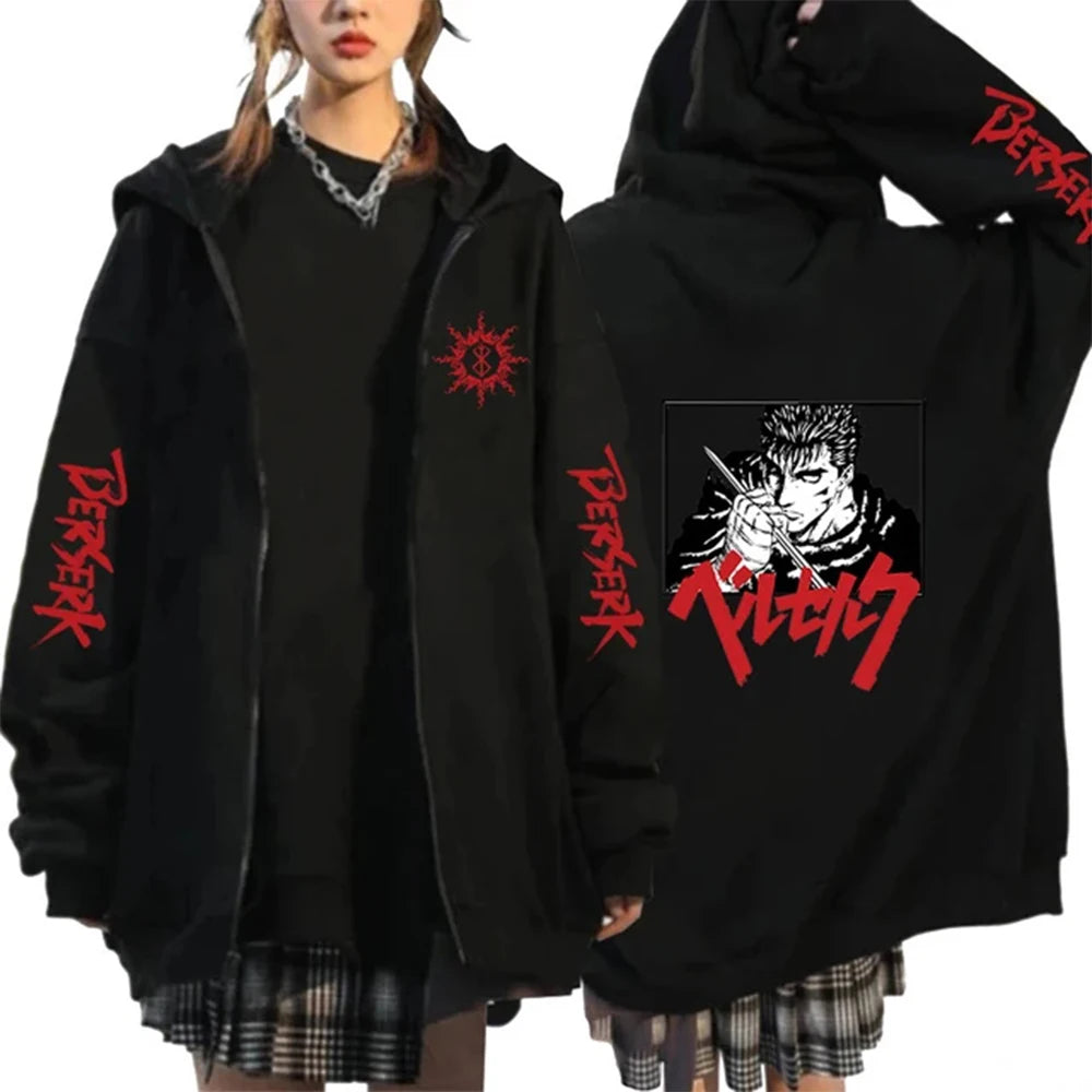 Japanese Anime Punk Hoodie with Courage Eyes