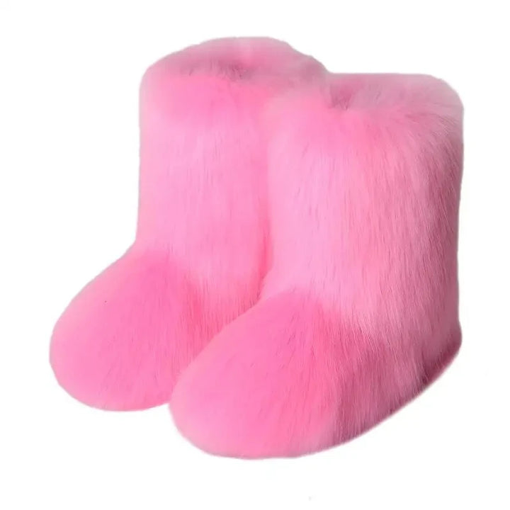 Plush Faux Fox Fur Winter Boots