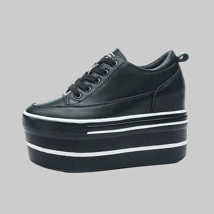 Premium Leather High Platform Chunky Sneakers