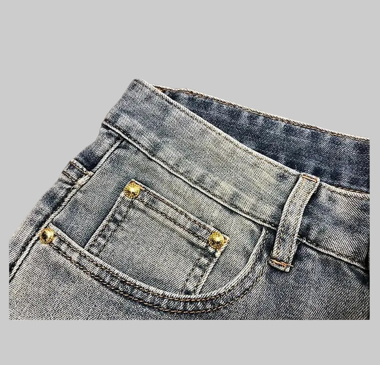 Y2K Gothic Ripped Straight Leg Cropped Jeans