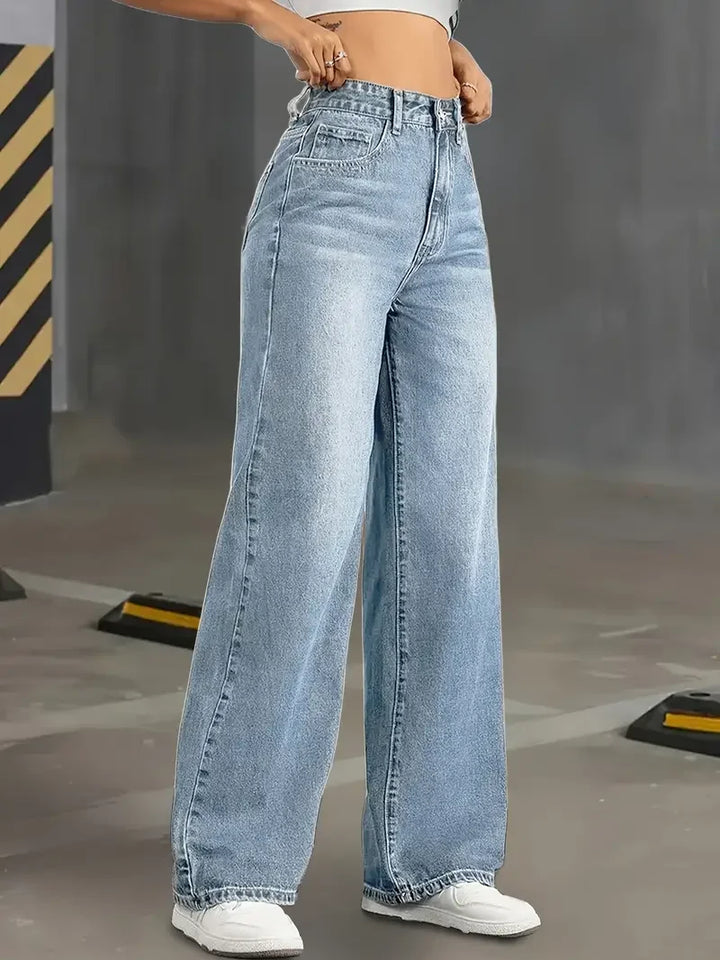American High Waist Retro Straight Jeans