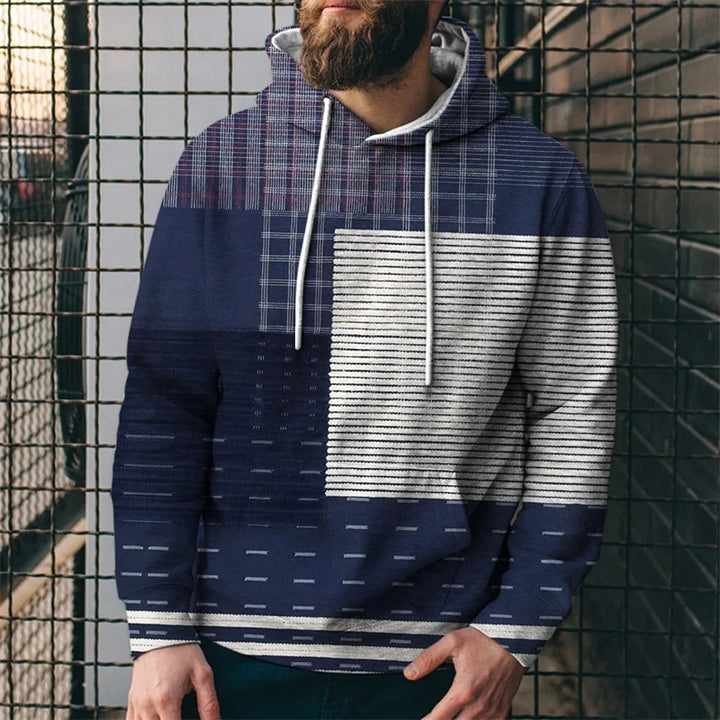 Oversized Vintage Patchwork Color Block 3D Print Hoodies