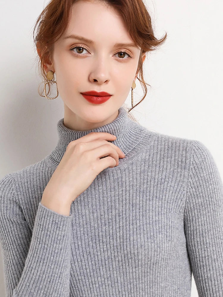 Cozy Cashmere Knit Turtleneck Sweater