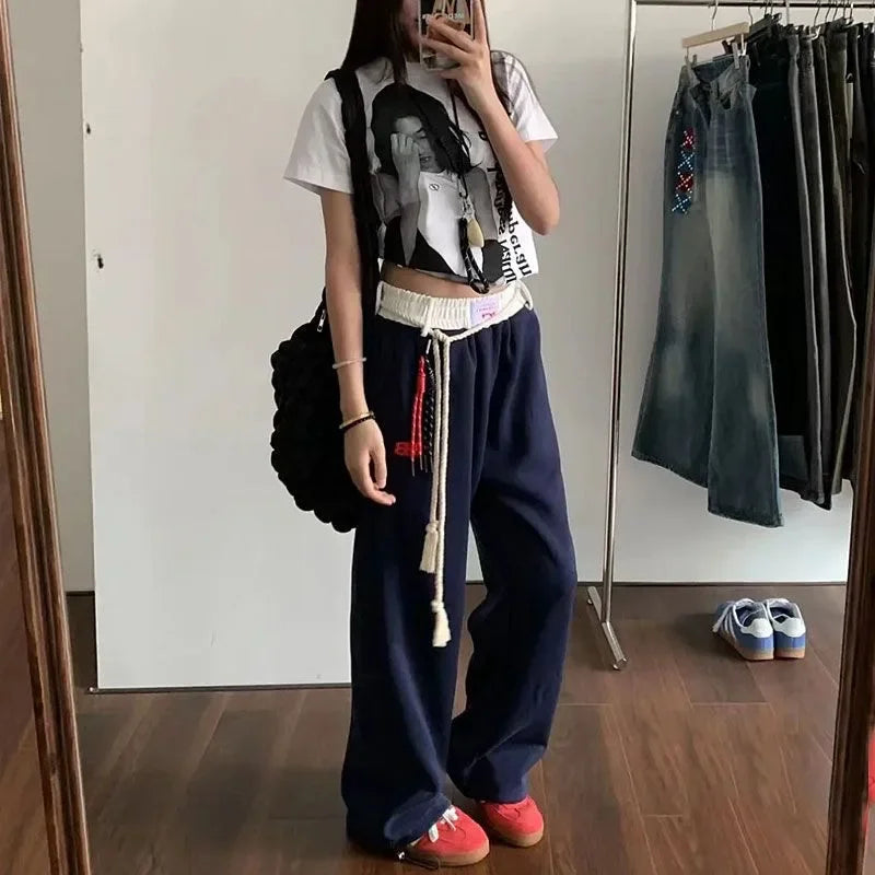 Wide-Leg Retro Loose Pants