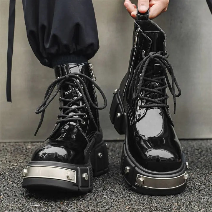 Unisex British-Style High-Top Punk Leather Boots