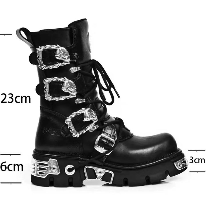 Genuine Leather Goth Punk Motorcycle Boots