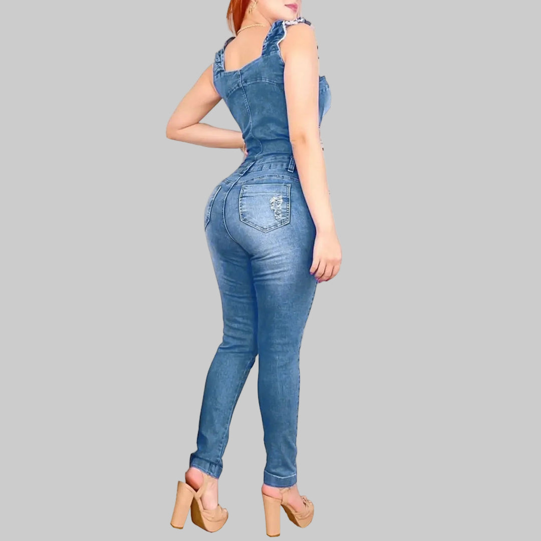 Vintage Ripped Hole Denim Jumpsuits