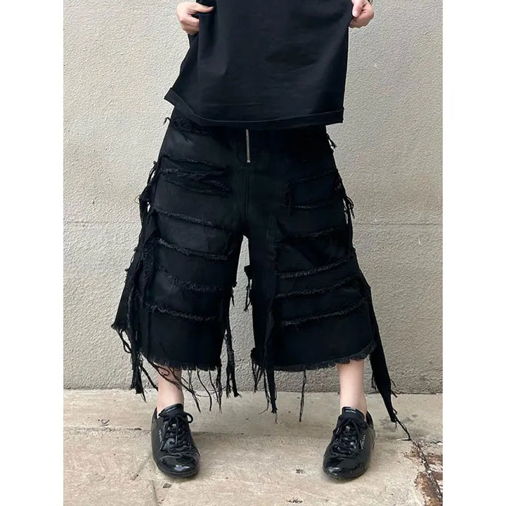 Gothic Casual High-Waisted Retro Denim Shorts