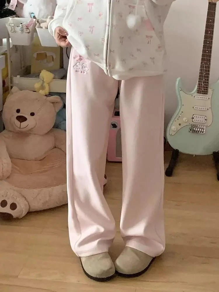 Cartoon Casual Loose-Fit Wide-Leg Sweatpants