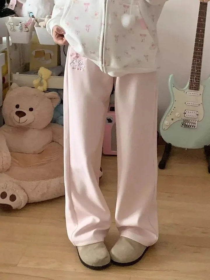 Cartoon Casual Loose-Fit Wide-Leg Sweatpants