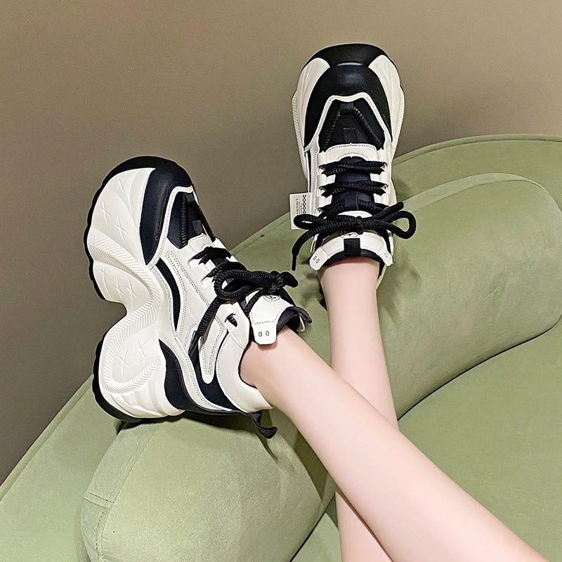 10CM High Platform Lace-Up Chunky Sneakers