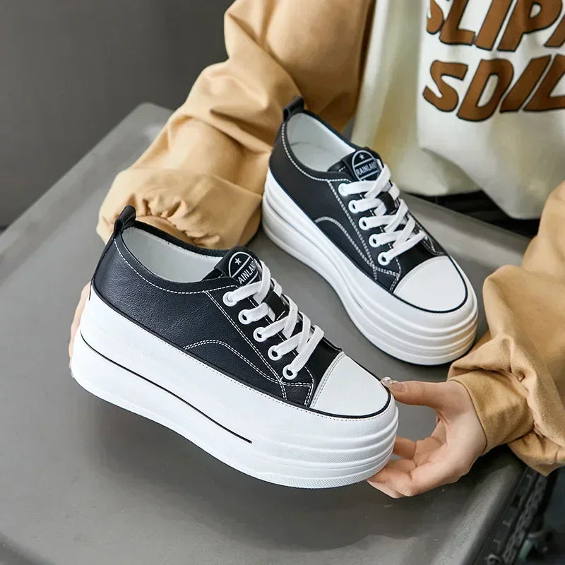 Genuine Leather Vulcanized Chunky Sneaker