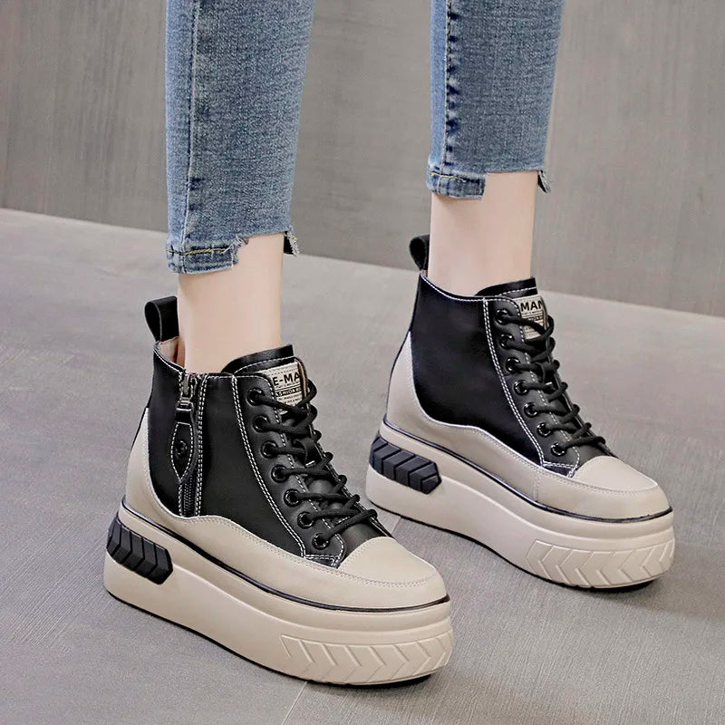 High Top Genuine leather 8cm Platform Boots