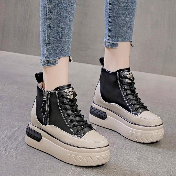 High Top Genuine leather 8cm Platform Boots