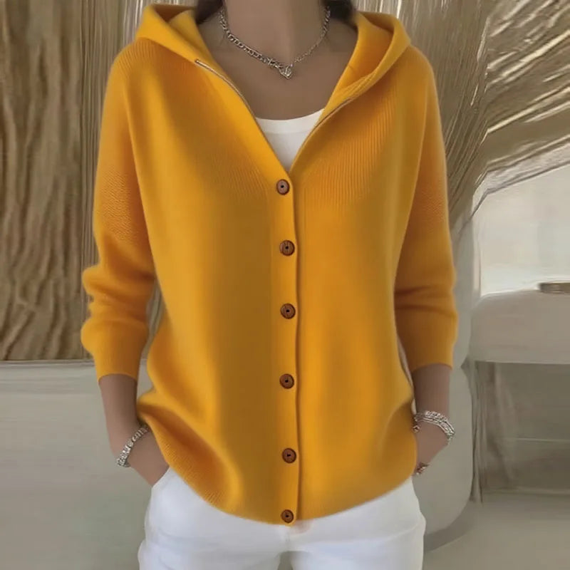 Single breasted Hooded Knit Cardigan