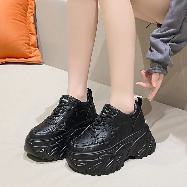 8CM Hidden Wedge Heels Platform Chunky Sneakers