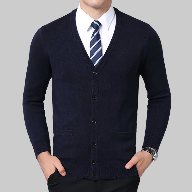 V-Neck Slim Fit British Style Cardigan Sweater