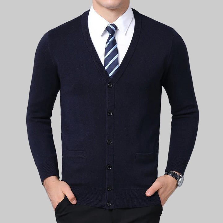 V-Neck Slim Fit British Style Cardigan Sweater